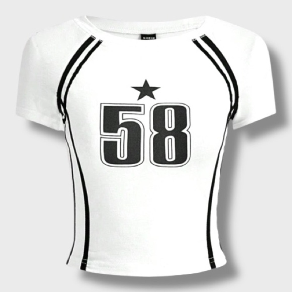 Women’s White & Black Graphic Crop Top - L